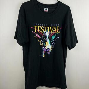 90s Vintage 1991 Kentucky Derby Festival T-Shirt XL Made in USA Horse Neon Tee